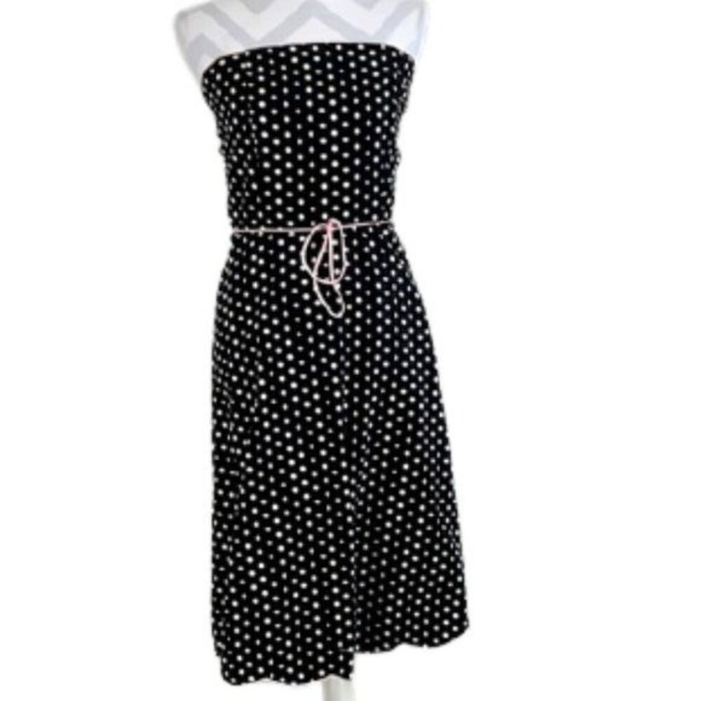 Sam TY Rockabilly Pinup Strapless Polka Dot Dress